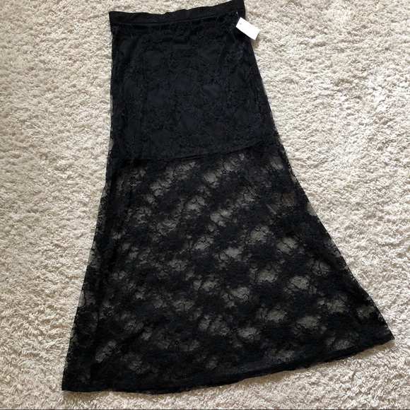 Ultra Flirt Black Lace Maxi Skirt - Picture 5 of 7